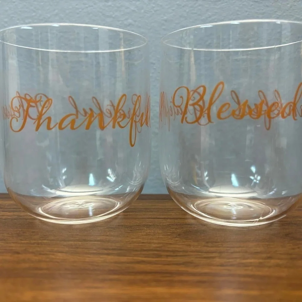 Celebrate It Clear Drinkware Set with Orange 'Blessed' Design
